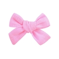 Barrette à cheveux avec nœud en lin rose pâle fait main pour petites filles - Rose (11)