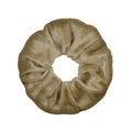 Beige velvet corduroy oversized scrunchie with pleated texture and soft elastic band - Light Khaki (37)
