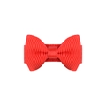 Mini red ribbon bow hair clip for girls, made of high-quality grooved fabric with BB clip - Red (12)