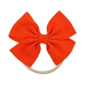 Orange oversized bow headband with textured fabric and elastic nylon band for kids - Orange Red (33)