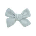 Barrette nœud en lin et coton fait main pour filles en couleur vert menthe clair - Vert Menthe (22)