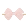 Pink cotton linen bow headband for infants with a soft nylon elastic band - Light Pink (4)