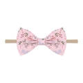 Détail du bandeau pour bébé avec nœud à motif floral rose et ruban élastique en nylon - Style Floral Rose Base Rouge Bleu (5)