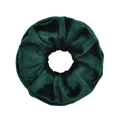 Elastic dark green velvet scrunchie hair tie with rich forest green color and soft texture - Dark Green (38)