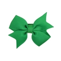 Grass green grosgrain ribbon double bow hair clip for girls with a classic ribbed texture - Grass Green (38)