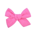 Pince à cheveux noeud papillon rose vif fait main pour fille en tissu de lin - Rose Vif (15)