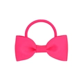 Detailed view of neon pink ribbed ribbon bow hair tie with high elastic band - Neon Pink (14)