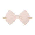 Pink cotton linen oversized bow headband with soft elastic nylon band for babies - Pale Pink (6)