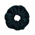 Dark green velvet scrunchie with soft ribbed texture and elegant silky sheen finish - Dark Green (39)