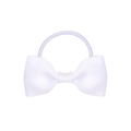 Close-up of white grosgrain ribbon bow hair tie showing texture and elastic band - White (18)