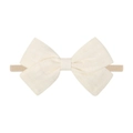 Creamy beige bow baby headband with soft high-elastic nylon band and linen texture - Beige Bow (17)