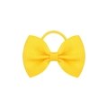 Detail of bright yellow ribbed grosgrain ribbon bow with a durable elastic hair tie - Bright Yellow (10)