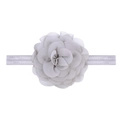 Soft nylon headband for babies featuring a handmade layered grey chiffon flower - Light Gray (22)