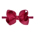 Elastic nylon headband for infants with a vibrant hot pink grosgrain ribbon bow decoration - Deep Pink (33)