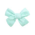 Barrette à cheveux pour fille avec nœud en lin vert menthe et texture artisanale - Vert Menthe (27)