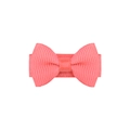 Close-up of pink grosgrain ribbon hair clip showing detailed ribbed texture and structure - Coral Pink (27)