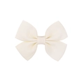Charming off-white grosgrain ribbon bow hair clip for girls with a textured finish - Cream White (21)