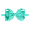 Handmade mint green baby headband with a soft grosgrain ribbon bow and nylon elastic band - Macaron Green (35)