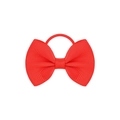 Detail of red grosgrain ribbon bow hair tie with durable elastic band and ribbed texture - Bright Red (12)