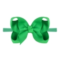 Vibrant green grosgrain ribbon bow on elastic nylon headband for babies and toddlers - Bright Green (38)