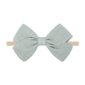 Soft mint green linen bow baby headband with high-elastic nylon band for infants - Mint Green Bow (22)