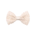 Handcrafted off-white crochet lace bow hair clip featuring intricate knitted patterns - Beige Crochet Bow (3)