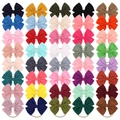 Set of 40 colors soft waffle bow headbands with elastic nylon bands for baby girls - 40 Mixed Colors Random