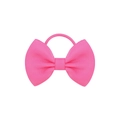 Detailed macro view of pink grosgrain ribbon bow hair tie with elastic rope - Bright Pink (13)