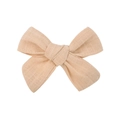 Barrette à cheveux faite main en lin beige avec nœud texturé pour petites filles - Beige(24)