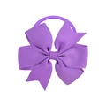 Detail of purple grosgrain ribbon bow hair tie for girls with durable elastic band - Purple (5)