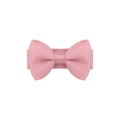 Close-up of pink grosgrain ribbon bow hair clip with textured fabric and metal base - Soft Pink (16)
