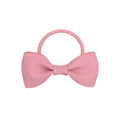 Detailed view of pink ribbon bow hair tie with textured grosgrain fabric and elastic band - Nude Pink (16)