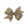 Classic grosgrain ribbon hair bow clip for girls in tan brown with ribbed texture - Taupe (838)