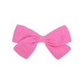 Pink cotton fabric bow hair clip for girls with elegant woven texture on white background - Hot Pink (28)