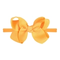 Elastic baby headband featuring a bright orange-yellow double layer grosgrain ribbon bow - Orange Yellow (10)