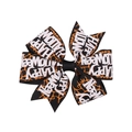 Halloween black bow hair clip with orange cobwebs and Happy Halloween text print - Black Happy Halloween Print (2)