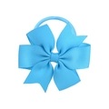 Detail of light blue grosgrain ribbon bow hair tie with textured layered design - Baby Blue (7)