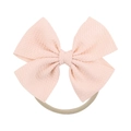 Diadema con lazo rosa albaricoque para niñas con tela de textura gofre y banda de nailon - Rosa Claro (44)