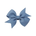 Dusty blue grosgrain ribbon bow hair clip with double-loop symmetrical design - Gray Blue (363)