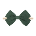Soft dark green linen bow headband with high-elastic nylon band for infants - Dark Green Bow (39)