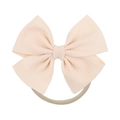 Diadema para bebé con lazo color albaricoque en tela gofrada y nailon elástico - Rosa Crema (11)
