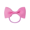 Detail von rosa Haargummi mit Schleife aus Ripsband und lila elastischem Band - Malve (28)