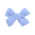 Barrette à nœud papillon en lin bleu clair fait main pour filles, texture tissée - Bleu Clair(30)