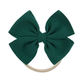 Infant nylon headband featuring a large dark green textured waffle bow for baby girls - Dark Green (40)