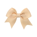 Mini champagne grosgrain ribbon bow hair clip with textured fabric for baby girls - Light Apricot (826)