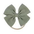 Sage green bow headband for infants with textured crepe fabric and nylon band - Grey Green (41)