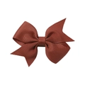 Classic rust red grosgrain ribbon bow hair clip with swallowtail design for girls - Rust Red (780)