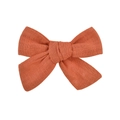 Pince à cheveux artisanale avec nœud en coton et lin pour fille couleur orange brique - Rouge Orangé(36)