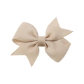 Beige ribbed grosgrain swallowtail bow hair clip for children and babies - Light Khaki (835)