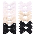 Set of lace hollow bow hair clips in white, beige, and black colors for kids and women - Assorted Colors